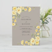 Geel verfijnde weide bruiloft kaart (Staand voorkant)
