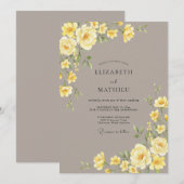 Geel verfijnde weide bruiloft kaart (Voorkant / Achterkant)