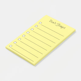 Geel Vergeet geen plakbiljetten - om Lijst te doen Post-it® Notes