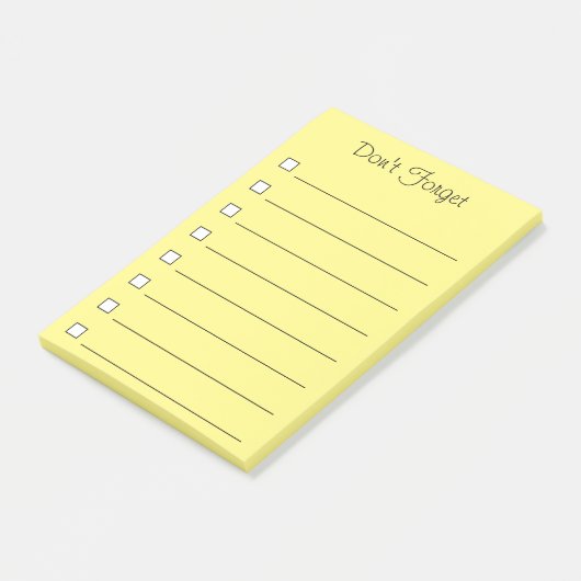 Geel Vergeet geen plakbiljetten - om Lijst te doen Post-it® Notes (Schuin)