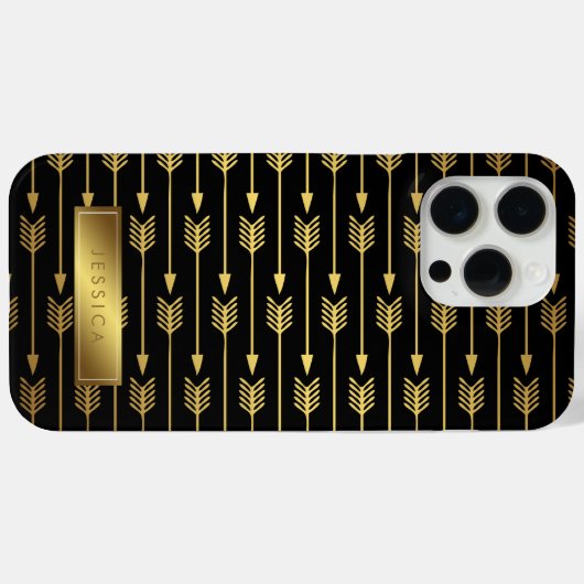 Geel verloop en zwart pijlpatroon Case-Mate iPhone case (Achterkant (horizontaal))