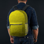 Geel verloop geometrisch maaspatroon bedrukte rugzak<br><div class="desc">Gele gradiënt geometrisch mesh patroon Gedrukte rugzak. Cool mode accessoire tas voor iedereen. Geel driehoekig geometrisch gaas met een licht tot donker ombre verloopontwerp.</div>