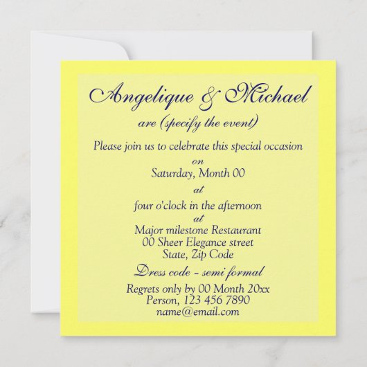 Geel verloving ter gelegenheid van de blauwe bruil kaart (Achterkant)