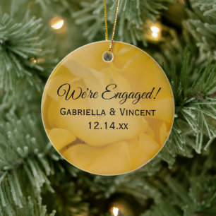 Geel Verloving van rozenbloemen Keramisch Ornament