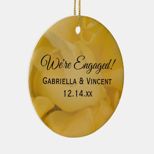 Geel Verloving van rozenbloemen Keramisch Ornament (Rechts)