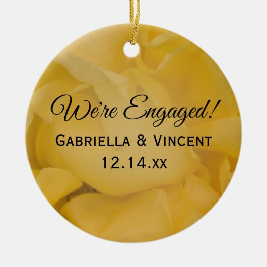 Geel Verloving van rozenbloemen Keramisch Ornament (Voorkant)