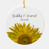 Geel Verloving zonnebloem Keramisch Ornament (Achterkant)