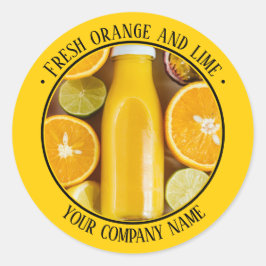 Geel Verse oranje en limoen productpromotie Ronde Sticker