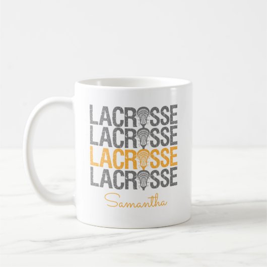 Geel verteerd Lacrosse Word Koffiemok (Links)