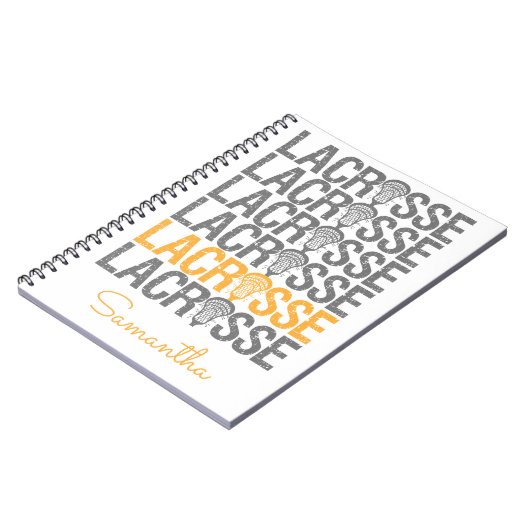 Geel verteerd Lacrosse Word Notitieboek (Linkerzijde)