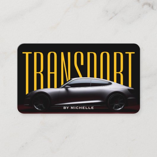 Geel Vervoer Auto Driver Auto Care Modern Zwart Visitekaartje (Voorkant)