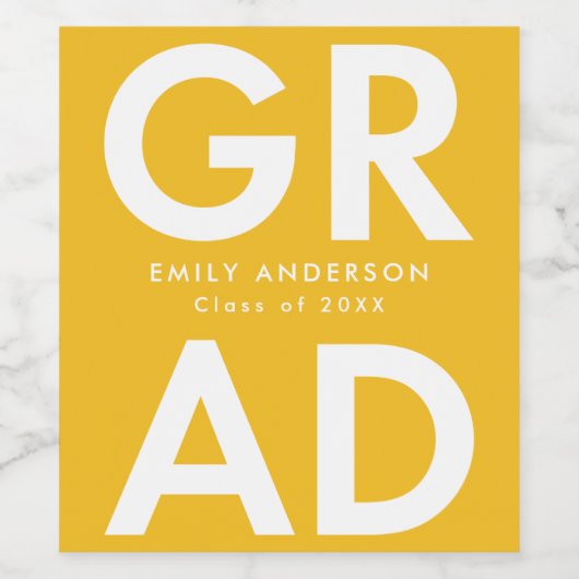 Geel | Vet Afstudeerder Afstuderen Wijn Etiket (Enkel label)