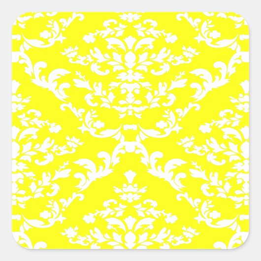 Geel Vet Damask op Emporiomoffa Vierkante Sticker (Voorkant)