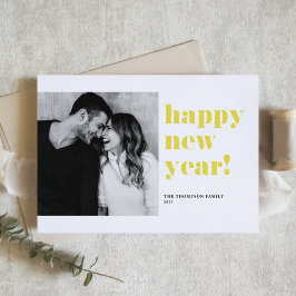Geel Vet Typografie Foto Gelukkig Nieuwjaar 2025 Feestdagen Kaart