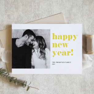 Geel Vet Typografie Foto Gelukkig Nieuwjaar 2025 Feestdagen Kaart