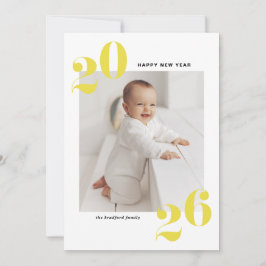 Geel Vetgedrukte Typografie 2025 Nieuwjaarsfoto Feestdagenkaart