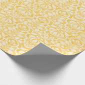 Geel Victoriaans Damast Naadloos Patroon Cadeaupapier (Hoek)