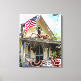 Geel Victoriaans met Bunting - Martha's wijntuin Canvas Afdruk