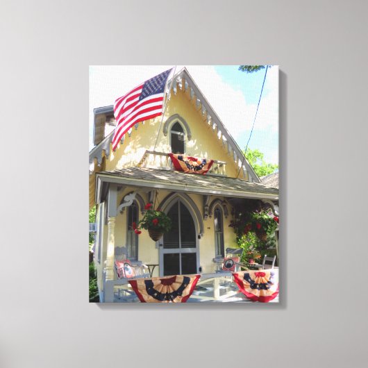 Geel Victoriaans met Bunting - Martha's wijntuin Canvas Afdruk (Voorkant)