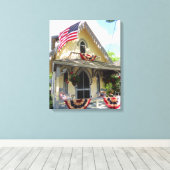 Geel Victoriaans met Bunting - Martha's wijntuin Canvas Afdruk (Insitu (Houten vloer))