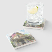 Geel Victoriaans met Bunting - Martha's wijntuin Stenen Onderzetter (Zijkant)