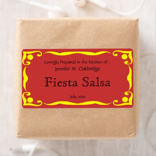 Geel Victoriaans Stijl Lijst met Cayenne Rood Rug Etiket (Insitu)