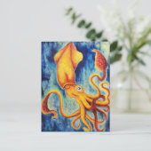 Geel vierkant drijven in de Ultramariene Oceaan Briefkaart (Staand voorkant)