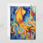 Geel vierkant drijven in de Ultramariene Oceaan Briefkaart (Voorkant / Achterkant)