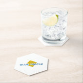 Geel Vierkant met balken en Tegenovergestelde Pixe Kartonnen Onderzetters (Insitu)