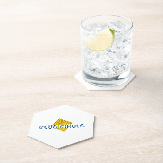 Geel Vierkant met balken en Tegenovergestelde Pixe Kartonnen Onderzetters (Insitu)