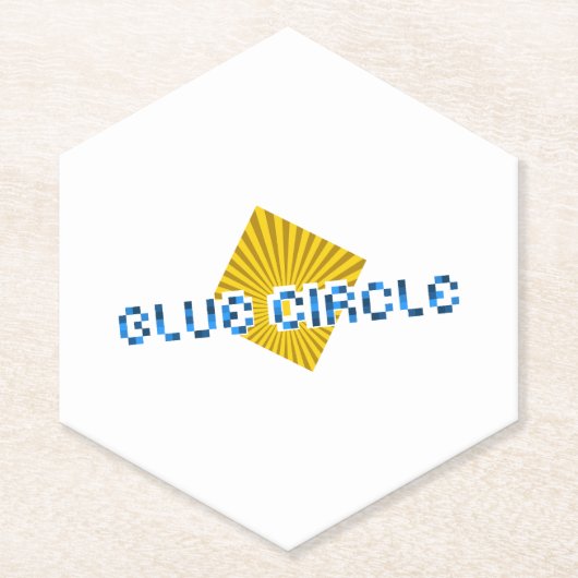 Geel Vierkant met balken en Tegenovergestelde Pixe Kartonnen Onderzetters (Voorkant)