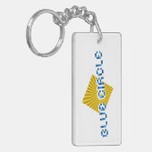 Geel Vierkant met balken en Tegenovergestelde Pixe Sleutelhanger (Voorkant Links)