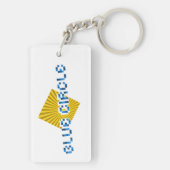 Geel Vierkant met balken en Tegenovergestelde Pixe Sleutelhanger (achterkant)