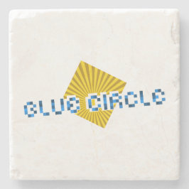 Geel Vierkant met balken en Tegenovergestelde Pixe Stenen Onderzetter