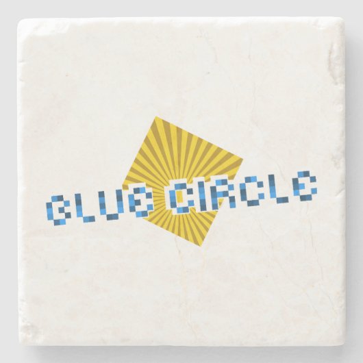 Geel Vierkant met balken en Tegenovergestelde Pixe Stenen Onderzetter (Voorkant)