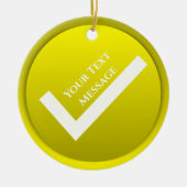 Geel vinkje symbool kerst keramisch ornament (Voorkant)