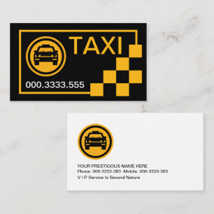 Geel vinkje taxichauffeur visitekaartje