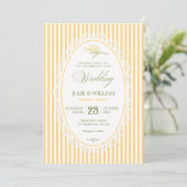 Geel vintage choquette bruiloft kaart (Staand voorkant)