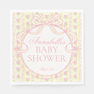 Geel Vintage Fancy Bloemige Baby Shower Dessert Servet
