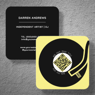 Geel vinyl LP   Muziek QR Code Vierkante Visitekaartje