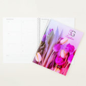 Geel Violet Roze Tulpen Naam Monogram Titel Jaar Planner (Display)