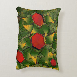 Geel virtueel folium met rode zeshoeken accent kussen