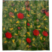 Geel virtueel folium met rode zeshoeken douchegordijn (Voorkant)