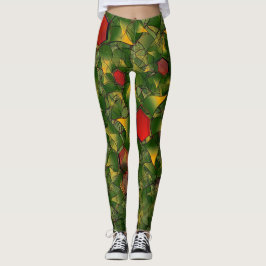 Geel virtueel folium met rode zeshoeken leggings
