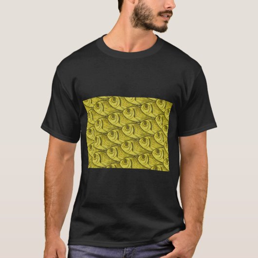 Geel Vis Patroon T-shirt (Voorkant)