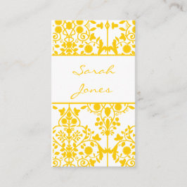 Geel Visitekaartje met Floral Damask