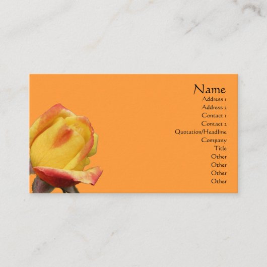 Geel Visitekaartje van rosebud (Voorkant)