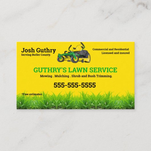 Geel Visitekaartje voor wasdroger op nul draaien (Voorkant)