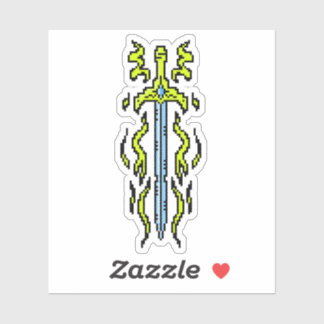 Geel Vlam Zwaard Fantasie Wapen Kunst Sticker