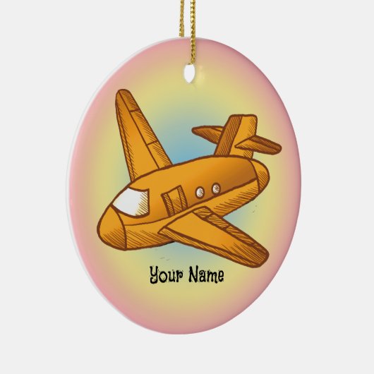 Geel vliegtuig keramisch ornament (Rechts)